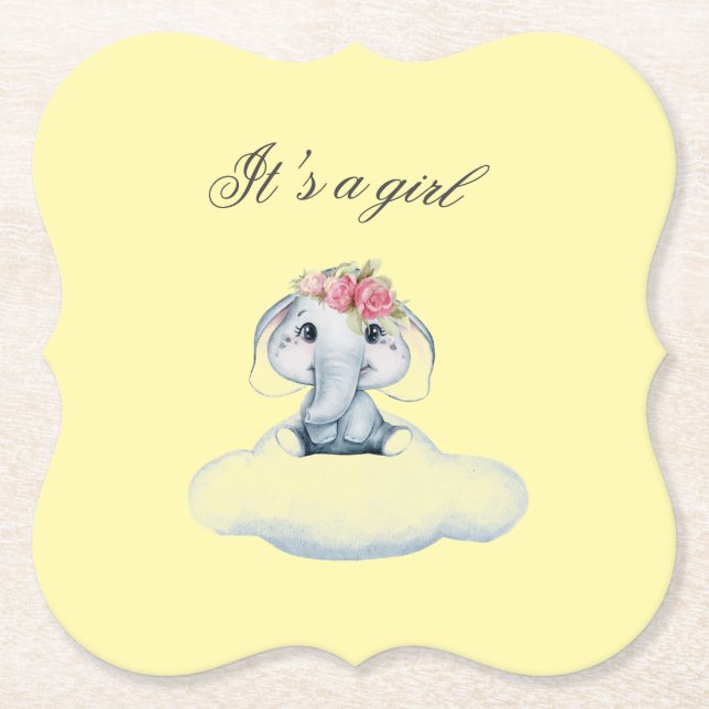 Dreamy Days with Rosie the Elephant. Paper Coaster (Front)