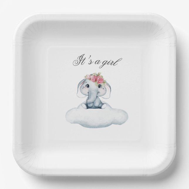 Dreamy Days with Rosie the Elephant. Paper Plate (Front)