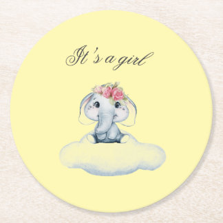 Dreamy Days with Rosie the Elephant. Round Paper Coaster
