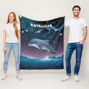 Dreamy Dolphin Print Fleece Blanket