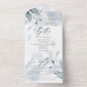 Dreamy Dusty Blue Foliage all in one invitation