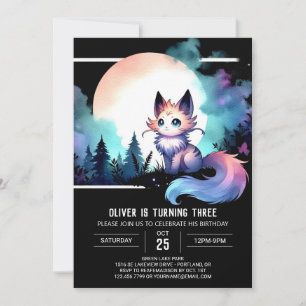 Dreamy Elegant Cat Birthday  Invitation