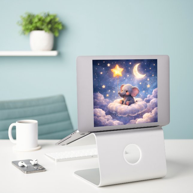Dreamy elephant and midnight stars large glossy ac (Laptop On Desk)
