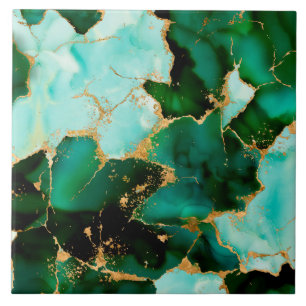 Dreamy Emerald inks and Gold Tile