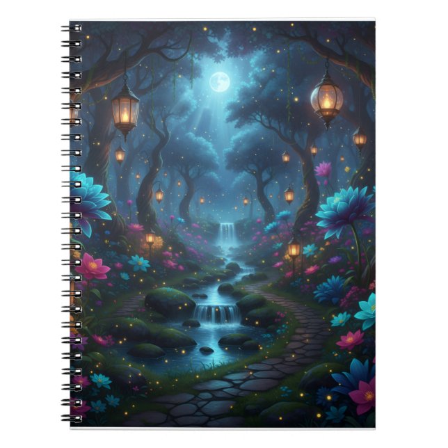 Dreamy Enchanted Garden with lanterns - Notebook (Front)