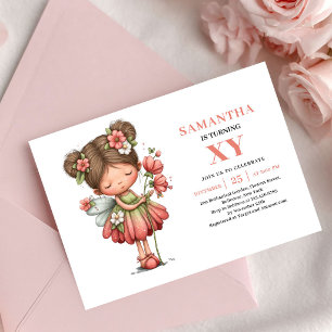 Dreamy Fairy Girl Birthday Pastel Pink Floral  Invitation