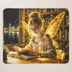 Dreamy fairy soft sweater glasses and books sherpa blanket
