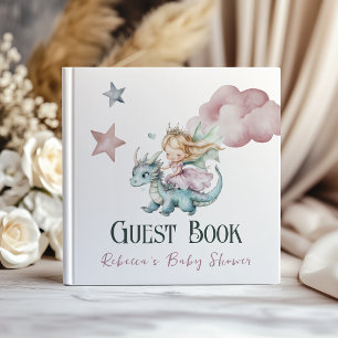 Dreamy Fairytale Dragon Pink Princess Baby Shower Guest Book