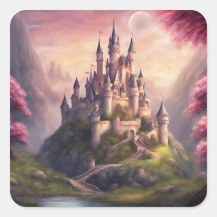 Dreamy Fantasy Castle Artwork Square Sticker