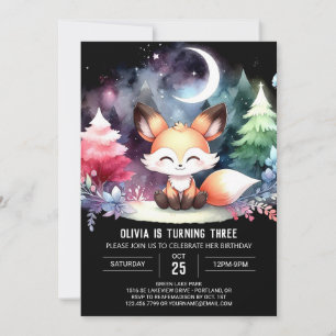 Dreamy Fantasy Fox Birthday Invitation