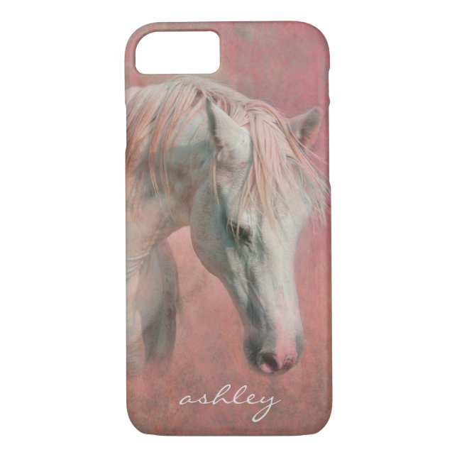 Dreamy Fantasy Horse in Pink with Monogram Case-Mate iPhone Case (Back)