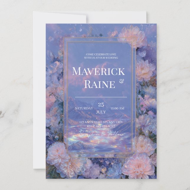 Dreamy Fantasy Mountain Wedding Invitation (Front)