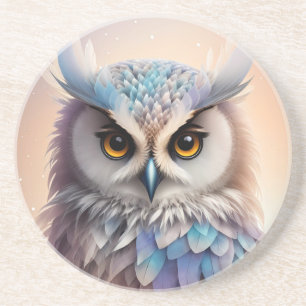 Dreamy Fantasy Owl Soft Pastel Colors Coaster
