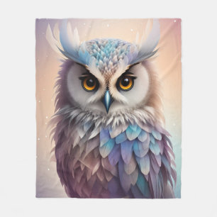 Dreamy Fantasy Owl Soft Pastel Colors Fleece Blanket