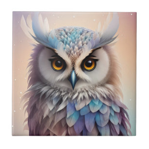 Dreamy Fantasy Owl Soft Pastel Colors Tile