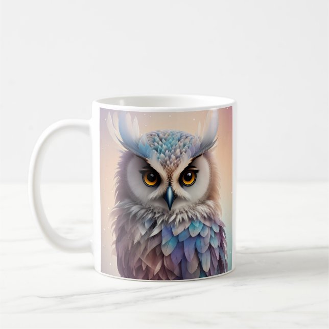 Dreamy Fantasy Owl Soft Pastel Colours Coffee Mug (Left)