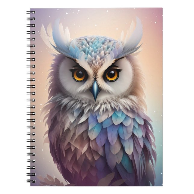 Dreamy Fantasy Owl Soft Pastel Colours Notebook (Front)