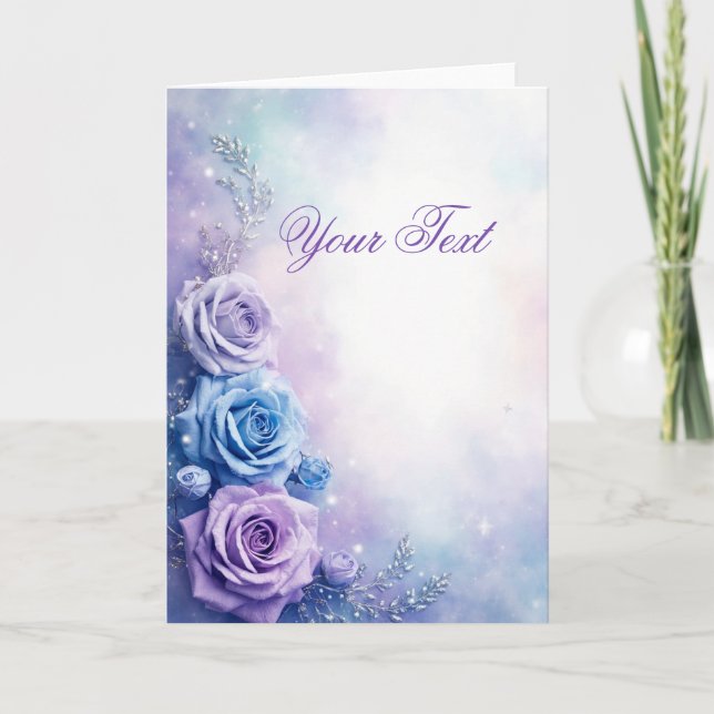 Dreamy Fantasy Purple and Blue Roses Invitation (Front)