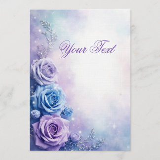 Dreamy Fantasy Purple and Blue Roses Invitation