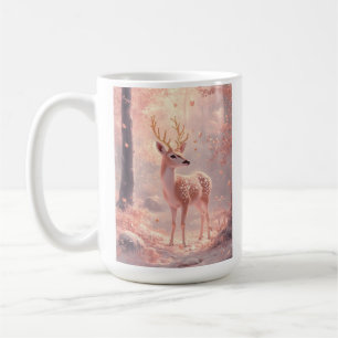 Dreamy Fawn in Pink Autumn Woods Coffee Mug