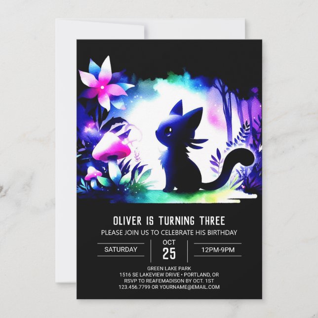 Dreamy Feline Cat Birthday Invitation (Front)