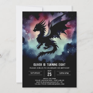 Dreamy Fiery Dragon Birthday Customizable Invitation