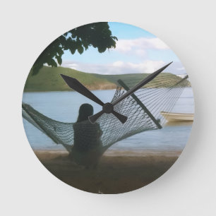 Dreamy Fiji Beach Landscape Round Clock