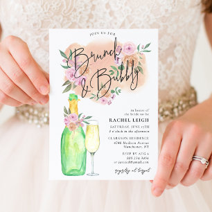 Dreamy Floral Brunch & Bubbly Bridal Shower Invitation