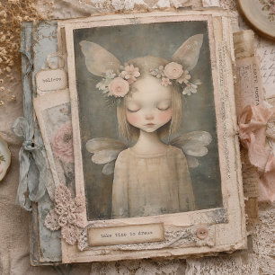 Dreamy Floral Fairy in Vintage Pastel Decoupage Tissue Paper