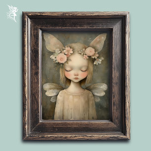 Dreamy Floral Fairy in Vintage Pastel Wall Art 