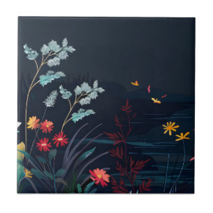 Dreamy Floral Landscape 2 Tile