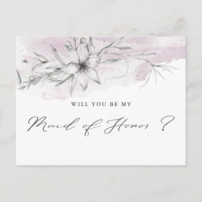 Dreamy Floral | Maid of Honour Postcard (Front)