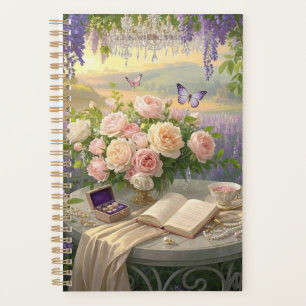 Dreamy Floral sanctuary bathed golden hour light Planner