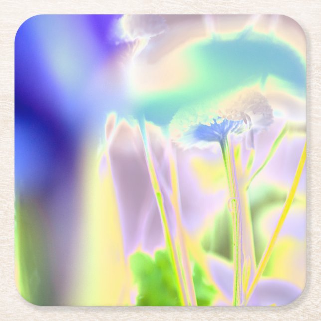 Dreamy Flower Print Paper Coaster (Front)