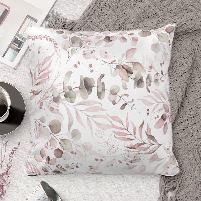 Dreamy Foliage Pattern Blush Pink ID817 Throw Pillow (Creator Uploaded)
