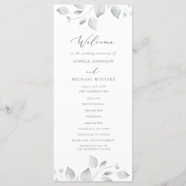 Dreamy Foliage Programme de mariage (Devant)