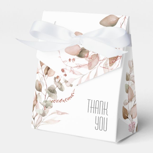 Dreamy Foliage Wedding Blush Pink ID817 Favor Box (Front Side)