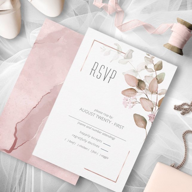 Dreamy Foliage Wedding Blush Pink ID817 RSVP Card (Creator Uploaded)