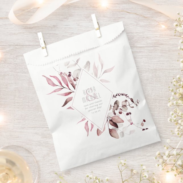 Dreamy Foliage Wedding Burgundy ID817  Favour Bag (Clipped)