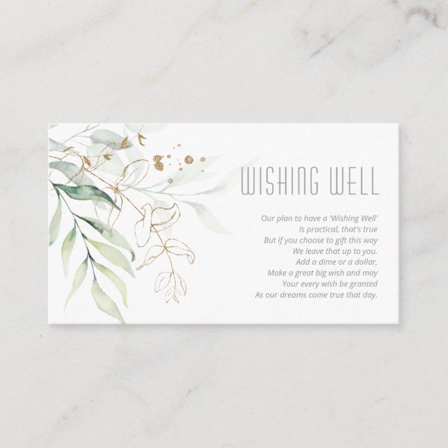 Dreamy Foliage Wishing Well V1 Green/Blue ID817 Enclosure Card (Front)