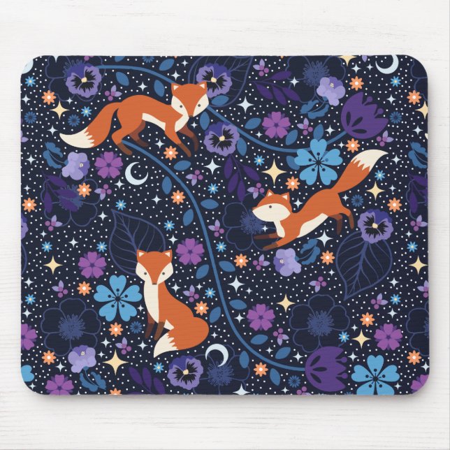Dreamy Folk Foxes Mouse Pad (Front)