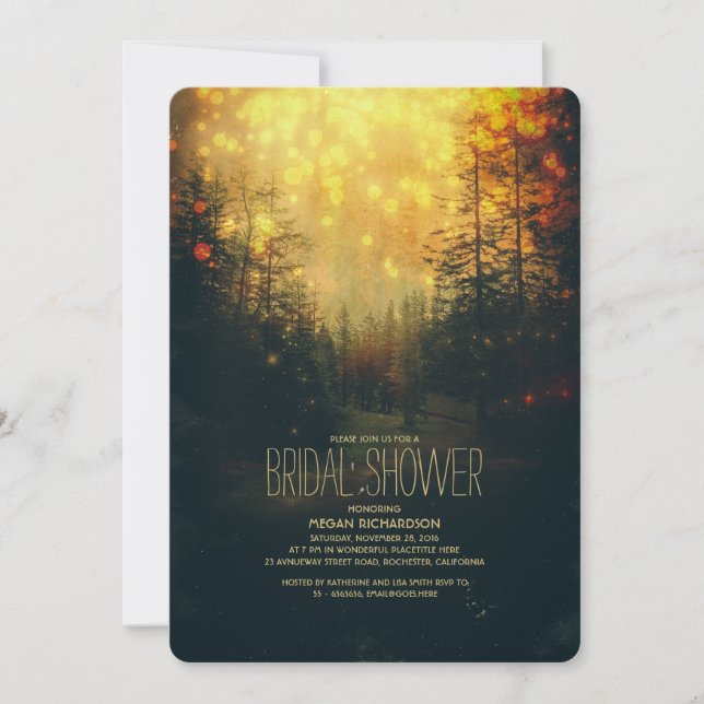 Dreamy Forest String Lights Trees Bridal Shower Invitation (Front)