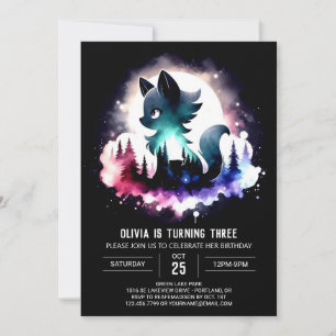 Dreamy Forest Wolf Birthday  Invitation