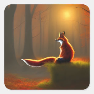 Dreamy Fox Square Sticker