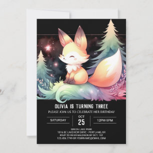 Dreamy Fun Fox Birthday digital Invitation