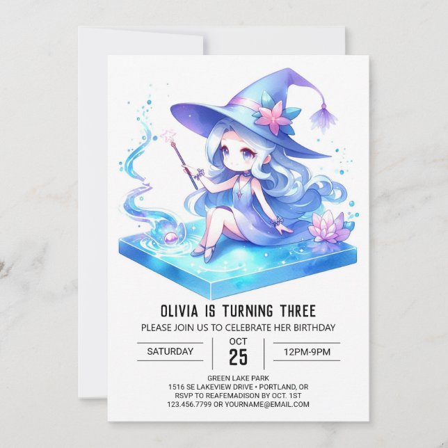 Dreamy Fun Wizard Birthday Invitation (Front)