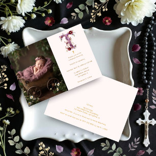 Dreamy Funny Bunny Romantic Floral T Baptism Invitation