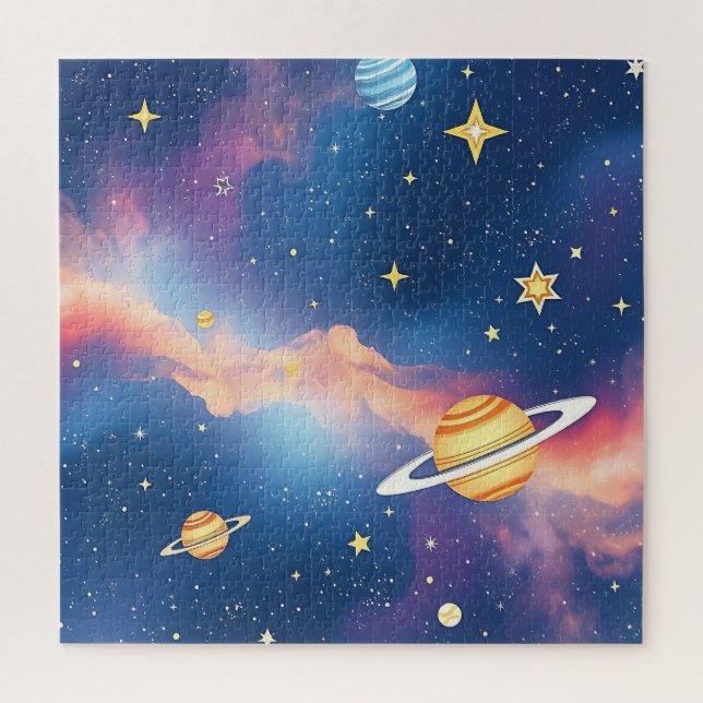 Dreamy Galaxy Planets Stars Pattern Jigsaw Puzzle (Vertical)