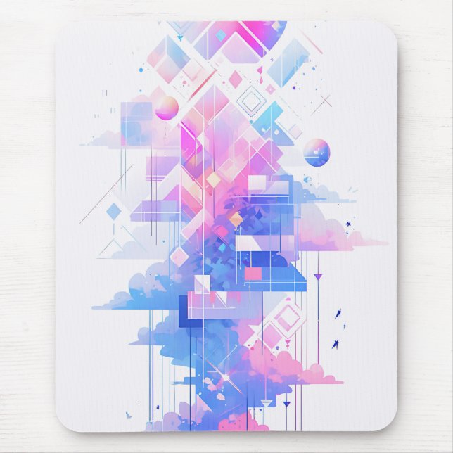Dreamy Geometric Skyscape Mouse Pad (Front)