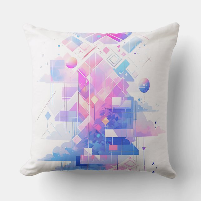 Dreamy Geometric Skyscape Throw Pillow (Front)